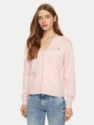 Guess Jeans Sweter W4BR16 Z3HO2 Różowy Regular Fit. Czerwone swetry nierozpinane damskie Guess Jeans, m, z aplikacjami, z jeansu, bez kołnierzyka, bez ramiączek. Za 219.99 zł.