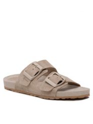 Manebi Klapki Suede Traveler Nordic Sandals W 1.9 RT Brązowy. Brązowe klapki damskie Manebi, bez wzorów, ze skóry, bez obcasa, bez zapięcia. Za 749.99 zł.