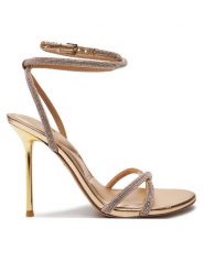 Aldo Sandały Manaelden 13816572 Złoty. Żółte sandały damskie Aldo, bez wzorów, z materiału, bez obcasa, na szpilce, bez zapięcia. Za 419.99 zł.