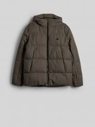 4F Kurtka zimowa membrana 5000 męska - khaki M. Brązowe kurtki męskie 4F, na zimę, m, bez wzorów, klasyczne, bez kaptura. Za 499.99 zł.