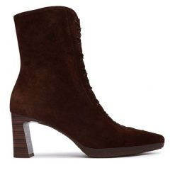 Botki Hispanitas. Brązowe botki damskie Hispanitas, bez wzorów, bez obcasa, na słupku, bez zapięcia. Za 859.99 zł.