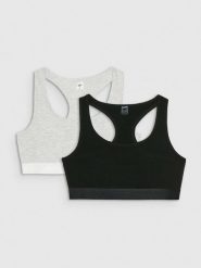 4F Biustonosz bawełniany z niskim wsparciem (2-pack) damski - multikolor L. Bielizna sportowa damska 4F, l, bez wzorów, z bawełny. Za 79.99 zł.