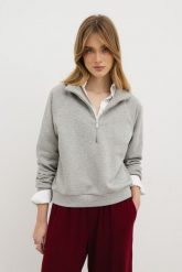 BLUZA VIKI SZARY MELANŻ L - Flawless. Szare bluzy damskie Flawless, l, bez wzorów, z bawełny, klasyczne, bez ramiączek, bez kaptura. Za 349.00 zł.