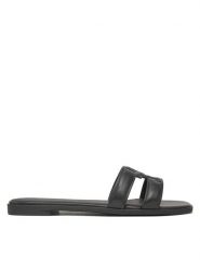 Tommy Hilfiger Klapki Th Logo Strap Mule FW0FW08671 Czarny. Czarne klapki damskie Tommy Hilfiger, bez wzorów, ze skóry, bez obcasa, bez zapięcia. Za 479.99 zł.