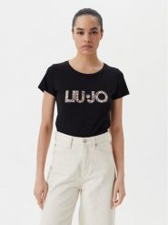 Liu Jo Beachwear T-Shirt VA5154 JS003 Czarny Regular Fit. Czarne t-shirty damskie Liu Jo Beachwear, m, bez wzorów, z bawełny, bez kołnierzyka, bez ramiączek. Za 149.99 zł.