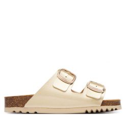 Klapki Scholl. Żółte klapki damskie Scholl, bez wzorów, bez obcasa, bez zapięcia. Za 316.99 zł.