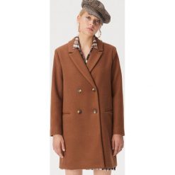 Brązowy płaszcz z guzikami - Brązowy. Brązowe płaszcze damskie Sinsay, l, bez wzorów, bez kołnierzyka, bez kaptura. Za 139.99 zł.