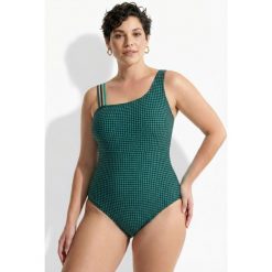 Damskie Strój kąpielowy faktura w kratkę miękkie miseczki. Czarne stroje kąpielowe damskie Ulla Popken, plus size, bez wzorów, z elastanu. Za 239.99 zł.