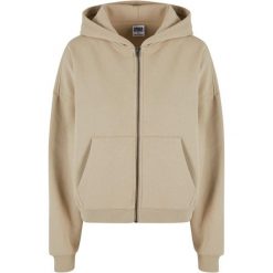 Damska bluza z kapturem zapinana na zamek Urban Classics. Brązowe bluzy damskie Urban Classics, bez wzorów, casualowe, bez ramiączek, z kapturem. Za 275.00 zł.