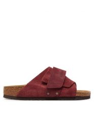 Birkenstock Klapki Kyoto Lenb 1028392 Bordowy. Czerwone klapki damskie Birkenstock, bez wzorów, z nubiku, bez obcasa, bez zapięcia. Za 619.99 zł.