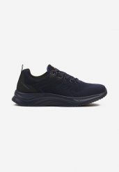 Granatowe Buty Sportowe z Siateczki na Grubej Podeszwie Sznurowane Fiomira. Niebieskie buty sportowe męskie Born2be, bez wzorów, z jeansu, bez zapięcia. Za 109.99 zł.