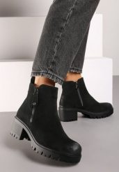 Czarne Botki Sztyblety na Obcasie Ozdobione Suwakiem Terisettis. Czarne botki damskie Born2be, bez wzorów, eleganckie, bez obcasa, na obcasie, bez zapięcia. Za 129.99 zł.