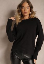 Czarny Sweter z Domieszką Wełny Torissia. Czarne swetry nierozpinane damskie Renee, na zimę, bez wzorów, z wełny, casualowe, bez kołnierzyka, bez ramiączek. Za 129.99 zł.