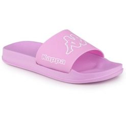 Klapki damskie sportowe Kappa KRUS. Białe klapki damskie Kappa, na lato, bez wzorów, z materiału, sportowe, bez obcasa, bez zapięcia. Za 59.00 zł.