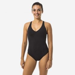 Strój jednoczęściowy pływacki damski Nabaiji Pearl. Czarne stroje kąpielowe damskie NABAIJI, l, bez wzorów, z materiału. Za 129.99 zł.