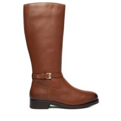Kozaki Tommy Hilfiger. Brązowe kozaki damskie Tommy Hilfiger, bez wzorów, bez obcasa, na płaskiej podeszwie, bez zapięcia. Za 999.99 zł.