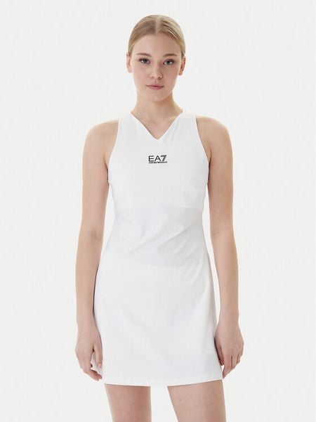EA7 Emporio Armani Sukienka tenisowa 7W000317 AF14524 U0002 Biały Regular Fit. Białe koszulki sportowe damskie EA7 Emporio Armani, l, bez wzorów, z syntetyku, bez ramiączek, tenisowe. Za 499.99 zł.