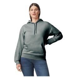 Bluza Z Kapturem Dla Dorosłych Unisex Softstyle Fleece Midweight. Szare bluzy męskie GILDAN, m, bez wzorów, bez ramiączek, z kapturem. Za 112.99 zł.