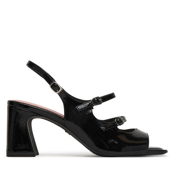 Sandały Tamaris. Czarne sandały damskie Tamaris, bez wzorów, bez obcasa, na słupku, bez zapięcia. Za 206.99 zł.