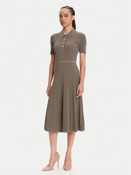 MICHAEL Michael Kors Sukienka dzianinowa MT5834F33D Beżowy Regular Fit. Brązowe sukienki damskie MICHAEL Michael Kors, m, bez wzorów, z dzianiny, bez kołnierzyka, bez ramiączek. Za 859.99 zł.