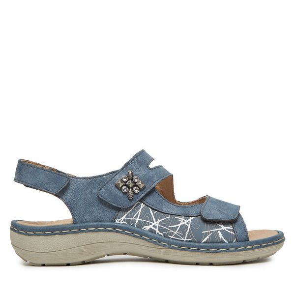 Sandały Remonte. Niebieskie sandały damskie Remonte, bez wzorów, bez obcasa, na płaskiej podeszwie, bez zapięcia. Za 359.99 zł.