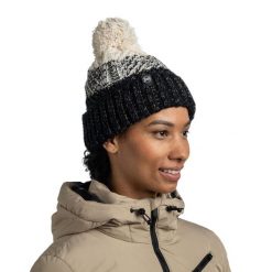 Czapka BUFF KNITTED & FLEECE BAND BEANIE AKNA. Czarne czapki damskie Buff, na zimę, bez wzorów, z dzianiny, eleganckie. Za 169.90 zł.