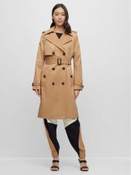 Boss Trencz 50489115 Beżowy Regular Fit. Brązowe płaszcze damskie Boss, bez wzorów, z syntetyku, bez kołnierzyka, bez kaptura. Za 1,949.00 zł.