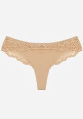 Beżowe Majtki Stringi Ozdobione Koronką Phisoris. Brązowe majtki damskie Renee, z koronki. Za 12.99 zł.