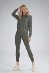 Legginsy z Marszczoną Nogawką - Oliwkowe. Zielone legginsy damskie Figl, bez wzorów, z dresówki. Za 179.00 zł.