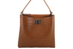 Listonoszka skórzana BARBERINI'S j. brązowa croco 795/1-12. Brązowe torebki do ręki damskie Barberinis, bez wzorów, ze skóry, bez dodatków. Za 339.99 zł.