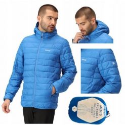 Kurtka turystyczna dla mężczyzn Hooded Hillpack z kapturem. Niebieskie kurtki męskie Regatta, m, bez wzorów, z poliamidu, sportowe, z kapturem. Za 238.70 zł.