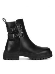 DeeZee Botki HY60208-3 Czarny. Czarne botki damskie DeeZee, bez wzorów, ze skóry, bez obcasa, na płaskiej podeszwie, bez zapięcia. Za 199.99 zł.