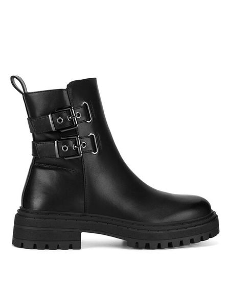 DeeZee Botki HY60208-3 Czarny. Czarne botki damskie DeeZee, bez wzorów, ze skóry, bez obcasa, na płaskiej podeszwie, bez zapięcia. Za 199.99 zł.