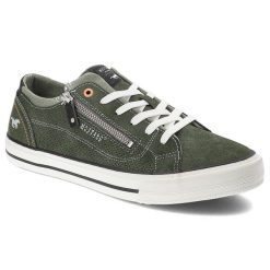 Zielone Sneakersy Mustang Sportowe Obuwie Męskie. Zielone buty sportowe męskie Mustang, bez wzorów, z materiału, bez zapięcia. Za 279.00 zł.