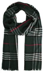 Szalik z Kaszmiru, Zielony w Kratkę, Delikatny, Miękki, Ciepły -V. Fraas. Zielone szaliki męskie V. Fraas, bez wzorów, z kaszmiru. Za 265.00 zł.