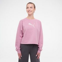 Bluza damska Puma Gym & Pilates crop. Czerwone bluzy damskie Puma, s, bez wzorów, z bawełny, eleganckie, bez ramiączek, bez kaptura. Za 169.99 zł.