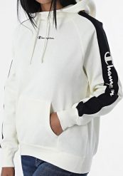 Champion Bluza marki Champion model 115571 kolor Biały. Odzież damska. Sezon: Cały rok L. Biała bluzy damskie Champion, l, bez wzorów, bez ramiączek, bez kaptura. Za 185.34 zł.