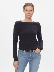 Tommy Hilfiger Sweter WW0WW42050 Granatowy Regular Fit. Niebieskie swetry nierozpinane damskie Tommy Hilfiger, xxl, bez wzorów, z syntetyku, bez kołnierzyka, bez ramiączek. Za 299.99 zł.
