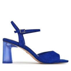 Sandały Tamaris. Niebieskie sandały damskie Tamaris, bez wzorów, bez obcasa, na słupku, bez zapięcia. Za 249.99 zł.