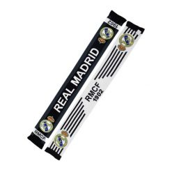 8. Szalik Z Dzianiny. Białe szaliki męskie REAL MADRID, bez wzorów, z dzianiny. Za 229.99 zł.