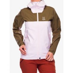 Kurtka z membraną damska Haglofs Front Proof Jacket. Czerwone kurtki sportowe damskie Haglöfs, bez wzorów, bez ramiączek, bez kaptura, trekkingowe. Za 676.99 zł.