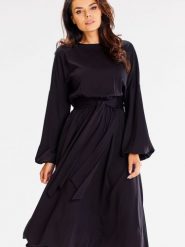 Sukienka Model A602 Black - awama. Czarne sukienki damskie Awama, na co dzień, l, bez wzorów, z elastanu, bez kołnierzyka, plus size, bez ramiączek, dopasowane. Za 340.97 zł.