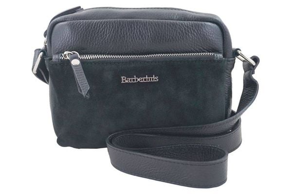 Listonoszka skórzana BARBERINI'S czarna 788/1-1. Czarne shopperki damskie Barberinis, bez wzorów, z jeansu, małe, zamszowe, bez dodatków. Za 193.99 zł.