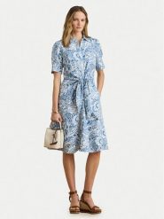 LAUREN RALPH LAUREN Sukienka koszulowa 200P08916002 Niebieski Regular Fit. Niebieskie sukienki damskie Lauren Ralph Lauren, bez wzorów, ze lnu, bez kołnierzyka, bez ramiączek, koszulowe. Za 1,437.99 zł.
