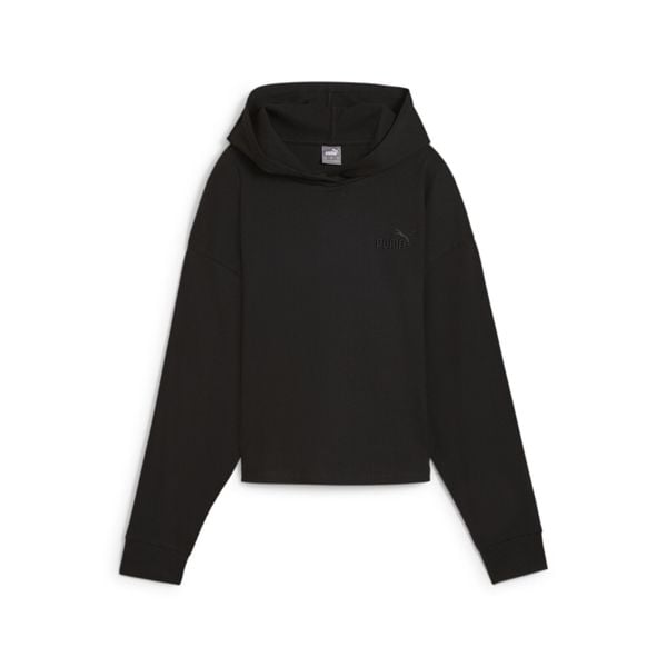 Damska bluza z kapturem ESS ELEVATED PUMA Black. Czarne bluzy damskie Puma, m, bez wzorów, eleganckie, bez ramiączek, z kapturem. Za 237.30 zł.