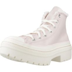 Buty CONVERSE CTAS LUGGED HEEL HI Rose. Czerwone obuwie sportowe damskie Converse, bez wzorów, ze skóry, bez zapięcia. Za 321.99 zł.