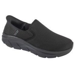 Buty sportowe Sneakersy męskie, Slip-ins: D'Lux Walker 2.0 - Reeler. Czarne buty sportowe męskie Skechers, bez wzorów, bez zapięcia, trekkingowe. Za 379.99 zł.