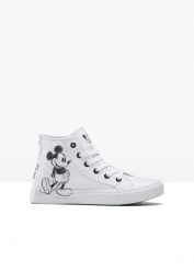 Wysokie sneakersy Myszka Miki. Białe obuwie sportowe damskie bonprix, bez wzorów, bez zapięcia. Za 159.99 zł.