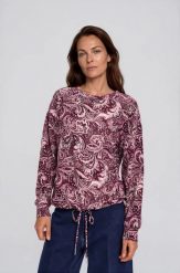 Wzorzysta bluza burgundowa. Czerwone bluzy damskie MOODO, s, bez wzorów, z bawełny, bez ramiączek, bez kaptura. Za 119.99 zł.