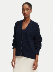 Tommy Hilfiger Kardigan WW0WW50078 Granatowy Relaxed Fit. Niebieskie kardigany damskie Tommy Hilfiger, xs, bez wzorów, z bawełny, bez kołnierzyka. Za 649.99 zł.